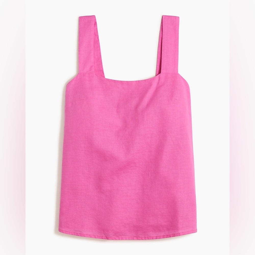 J. Crew Factory Linen-blend squareneck tank top in Wild Azalea size Medium. NWT